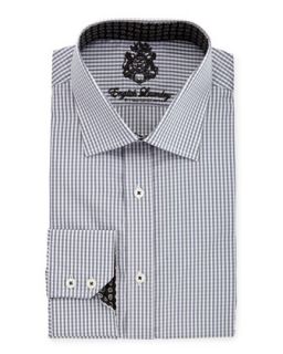 Micro Check Spread Collar Dress Shirt, Gray