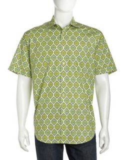 Leaf Short Sleeve Sport Shirt, Chartreuse