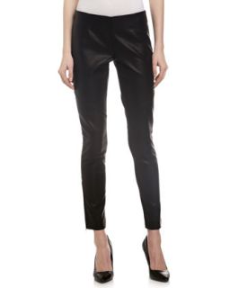 Faux Leather and Ponte Pants, Black