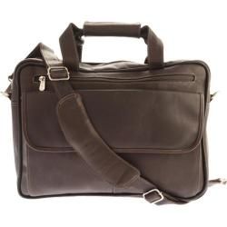 Piel Leather Slim Top Zip Briefcase 3002 Chocolate Leather