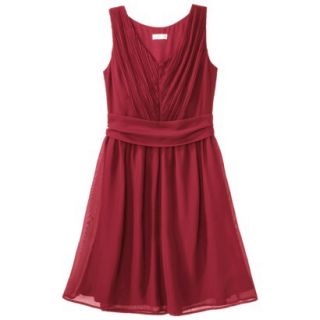 TEVOLIO Womens Plus Size Chiffon V Neck Pleated Dress   Stoplight Red   16W