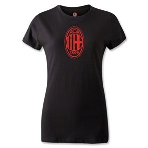 hidden AC Milan Distressed Logo Womens T Shirt (Black)