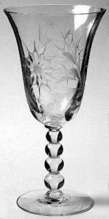 Imperial Glass Ohio 3400 4 Water Goblet   Stem #3400, Cut Floral On Bowl