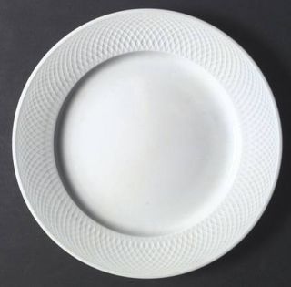 Nikko Orbit Dinner Plate, Fine China Dinnerware   All White, Embossed Crisscross