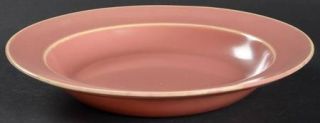 Homer Laughlin  Wells Art Glaze Peach Rim Soup Bowl, Fine China Dinnerware   Ros