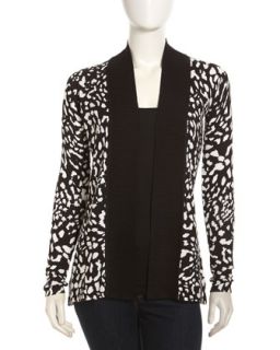 Shawl Collar Animal Print Cardigan, Night Leopard
