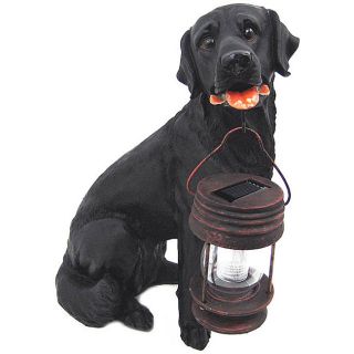 Led Solar Light Black Labrador Dog Lantern