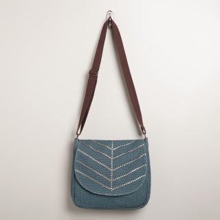 Studded Blue Messenger Bag   World Market