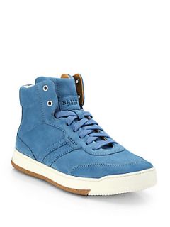 Bally Suede High Top Sneakers   Blue