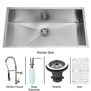 Vigo Industries VG15066 Kitchen Sink Set, Undermount Sink, Faucet, Grid, Strainer amp; Dispenser Stainless Steel