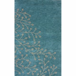 Nuloom Handmade Floral Blue Wool Rug (76 X 96)
