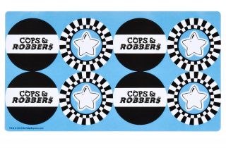 Cops and Robbers Party Small Lollipop Sticker Sheet