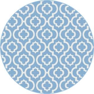 Metro 1021 Blue Contemporary Area Rug (710 Round) (BlueSecondary Colors WhitePattern Moroccan tileTip We recommend the use of a non skid pad to keep the rug in place on smooth surfaces.All rug sizes are approximate. Due to the difference of monitor col