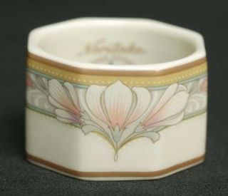 Noritake Barrymore Napkin Ring, Fine China Dinnerware   Ivory,Gray Band W/Pink &