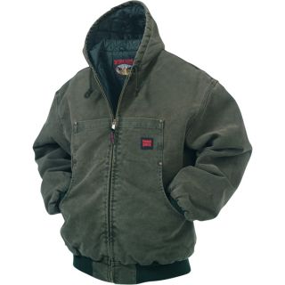 Tough Duck Washed Hooded Bomber   S, Moss