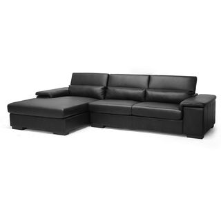 Baxton Studio Dolan Black Leather Modern Sectional Sofa With Left Facing Chaise