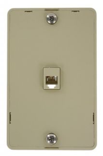 Leviton 40216I Telephone Wall Jack with Hanging Pins, Type 630A, 1 Modular 6P6C Jack Ivory