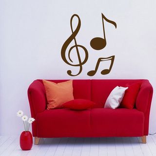 Treble Clef Music Notes Wall Art Vinyl Decal Stickers (Glossy brownTheme Music notes Materials VinylIncludes One (1) wall decalEasy to apply; comes with instructions Dimensions 25 inches wide x 35 inches long )