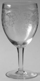 Unknown Crystal Unk13631 Water Goblet   Etched,Floral,Smooth Stem,No Trim