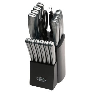 Wellisford 18 piece Stainless Steel Textured Handle Cutlery Set With Black Block