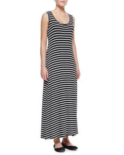 Womens Striped Tank Maxi Dress, Black/White   Elliott Lauren