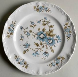 Staffordshire Blossomtime Blue Salad Plate, Fine China Dinnerware   Blue Flowers