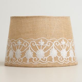 Floral Embroidered Burlap Accent Lamp Shade   World Market