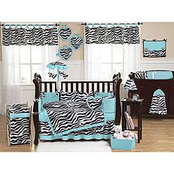 Sweet Jojo Designs Blue Funky Zebra 9 piece Crib Bedding Set