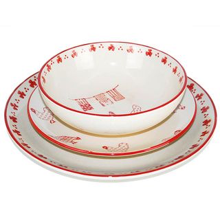 Barnyard Red/ Cream Country 18 piece Dinner Set