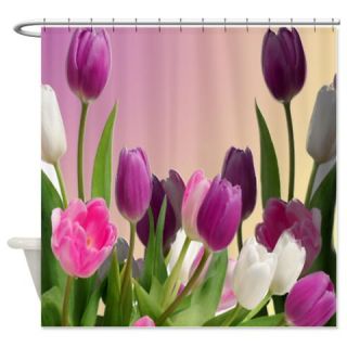  Large Purple and White Tulips Shower Curtain  Use code FREECART at Checkout