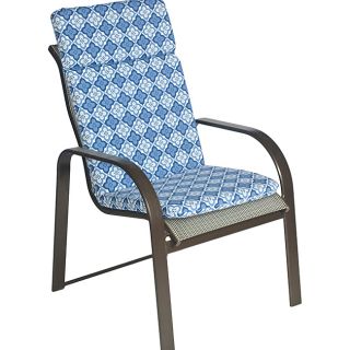 Ali Patio Polyester Navy Blue Tile Smooth Edge Hi back Outdoor Arm Chair Cushion (Navy blue, steel blue and ivoryMaterial Polyester fabricFill 2 inches of polyester fiberClosure Knife edge sewnWeather resistant YesUV protection YesCare instructions 