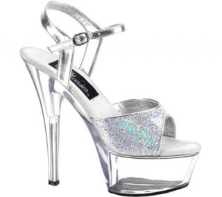 Womens Pleaser Kiss 210   Silver Multi Glitter/Clear Dress Shoes