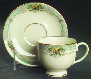 Lenox China Heritage Glen Footed Cup & Saucer Set, Fine China Dinnerware   Fruit