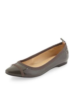 Ines Patent Leather Flat, Gray Patent