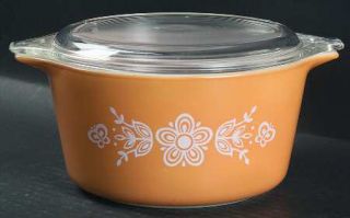 Corning Butterfly Gold 1 Pt Round Covered Casserole, Fine China Dinnerware   Cor