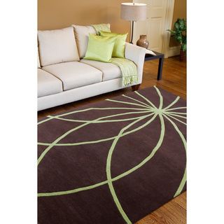 Hand tufted Contemporary Brown/green Cowpens Wool Abstract Rug (9 X 12)