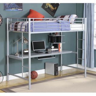 Silver Metal Twin Workstation Bunk Bed