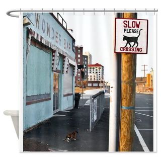  Cat Crossing Shower Curtain  Use code FREECART at Checkout