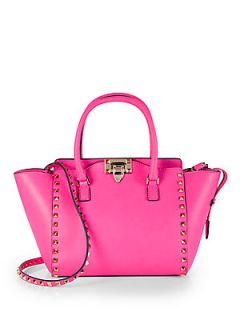 Valentino Mini Rockstud Tote   Fuchsia