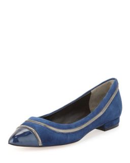 Ritz Pointy Toe Suede Flat, Midnight