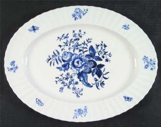 Royal Worcester Blue Sprays (Ribbed) 15 Oval Serving Platter, Fine China Dinner