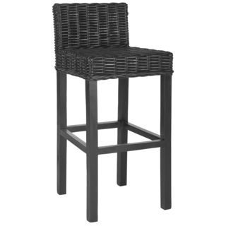 Safavieh Cypress Black Bar Stool (BlackMaterials Mango woodFinish Black Seat dimensions 17.8 inches wide x 14.2 inches deepSeat height 29.5 inchesDimensions 37.4 inches high x 17.7 inches wide x 17.7 inches deepProduct will ship to you in one (1) box