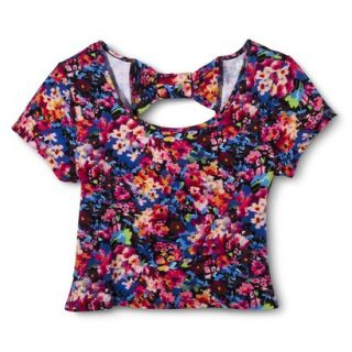 Xhilaration Juniors Bow Back Cropped Tee   Scattered Floral L(11 13)