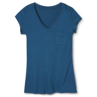 Merona Womens Short Sleeve Rayon Top   Influential Blue   M