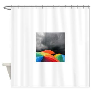  Rainbow Umbrellas Under Storm Cloud Shower Curtain  Use code FREECART at Checkout