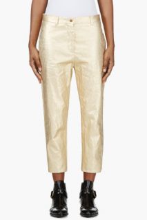 Acne Studios Gold Linen Cropped Kone Trousers