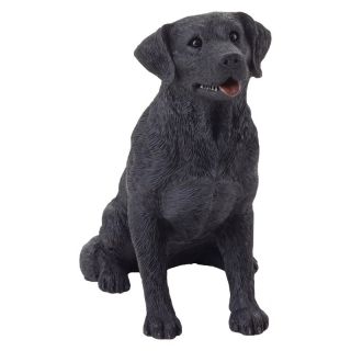 Sandicast Mid Size Black Labrador Retriever Sculpture   Sitting   MS13011