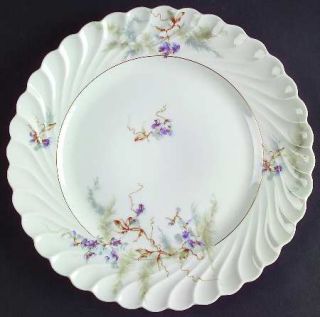 Haviland Orsay Salad Plate, Fine China Dinnerware   Torse,Purple Flowers,Green/G