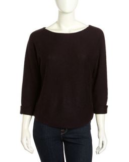 Wool Cashmere Shirttail Sweater, Mulberry