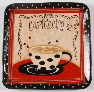 Coffee Cafe 13 Square Serving Platter, Fine China Dinnerware   Various Cups Of